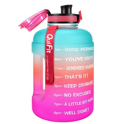 China New QuiFit 2.2L Half Gallon Sustainable Fitness Water Bottle With Wide Mouth BPA Free One-Click Open And Motivational Design for sale