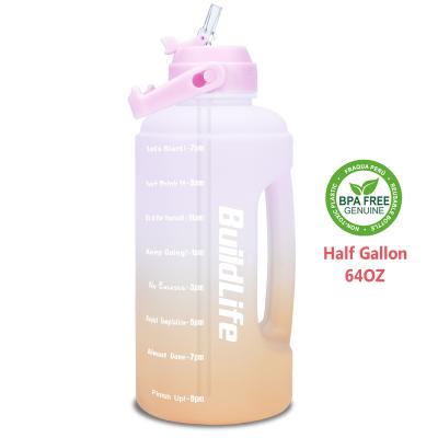 China QuiFit Style 2.2L/73oz Long Viable Popular Water Bottle With Straw Easy To Carry BPA Free And Leak Proof Stock On Sale for sale