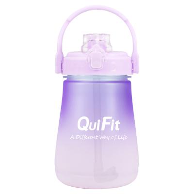 China QuiFit 1L Wide Mouth Tritan BPA Free Plastic Water Bottle with Sustainable Straw Motivational Time Markers and Easy Clean for sale