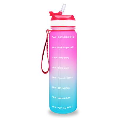 China QuiFit Viable 1L Matte Surface Tritan Water Bottle with Straw Reusable Leakproof Time Marker BPA Free Water Jug for Outdoor for sale