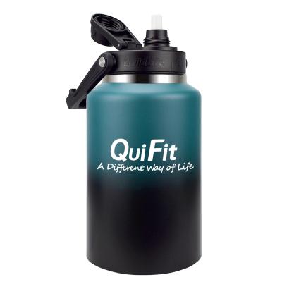 China QuiFit 64oz Large Capacity Vacuum Thermos Viable Water Bottle With Straw Gallon Jug Large Stainless Steel for sale