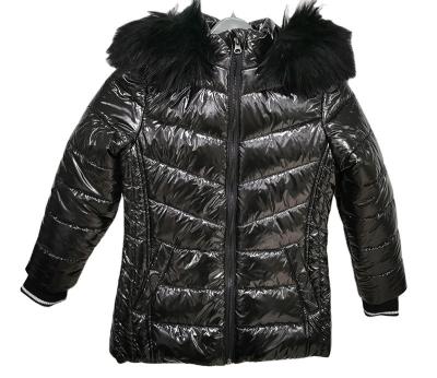 China Anti-Wrinkle Girl Satin Stripper Jacket Shiny Outerwear Dress Coat With Faux Fur for sale