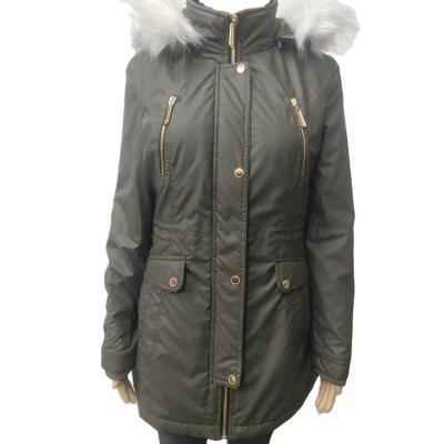 China OEM Anti-wrinkle long utility parka with fur lining and hood for lady's PU jacket for sale