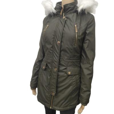 China Anti-wrinkle Women's Long Sleeve Coat Cotton Padded Parka With Hood And Zipper Decoration for sale