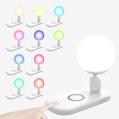 China Single Modern Dedroom RGB White Led Desk Light 6 Color 10W Wireless Charging Total Changing 18W for sale