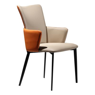 China Italian Minimalist Luxury Minimalist Microfiber Metal Leg Nordic Leather Upholstered Modern Dining Chair for sale