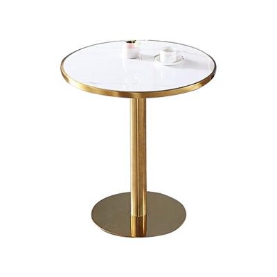 China Stainless Steel Minimalist Marble Top Base Nordic Design Round Small Meeting Dining Table for sale