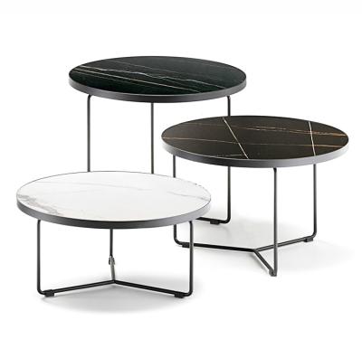 China Nordic Design Minimalist Metal Marble Top Legs Round Nesting Table Center Coffee Tables for sale