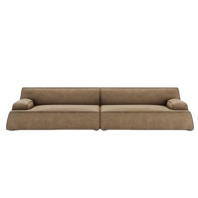 China Cover Material Can Be Customized Italian Minimalist Luxury Living Room Suede Fabric Upholstered Modern 3 Seater Sofa Three Seater Sofa for sale