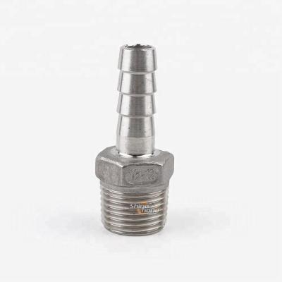 China Connect Pipes MPT X12 Stainless Steel 304 Pipe Hex Male Thread Nipple 1/2 In Barb Fitting for sale