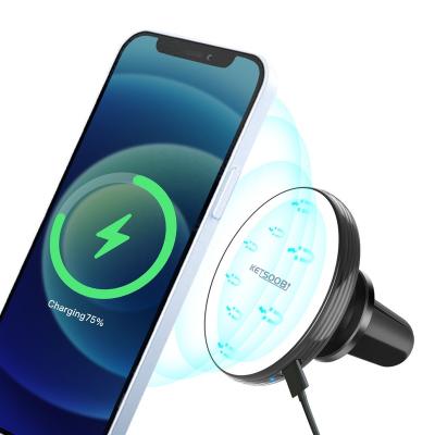 China For iphone 13 magsafe wireless charger for iPhone 13 magsafe car charger mount air vent 15W wireless magnetic charger for sale