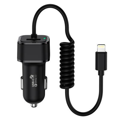 China Mobile Phone Wholesale PD 20W USB Car Charger with Type-C/Micro USB /8pin Charging Cable for sale