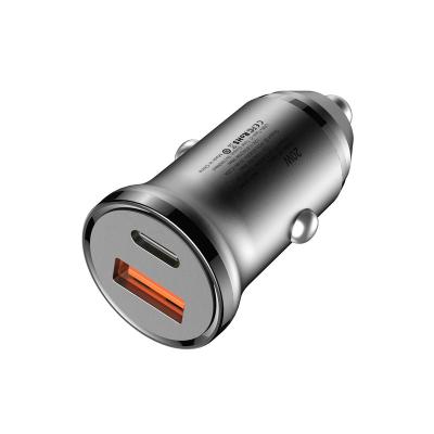 China Mini Dual Port Dual Port Car Charger Palladium 20W QC3.0 Car Charger MIni Type C USB Car Charger Adapter for sale