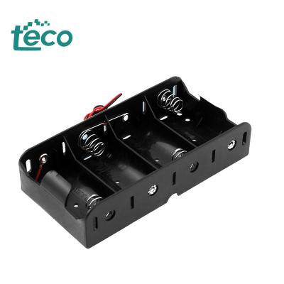 China Safe Universal Home Use Battery Plastic Case Holder ABS 4*D Black Battery Holder Box With Lead Wire for sale