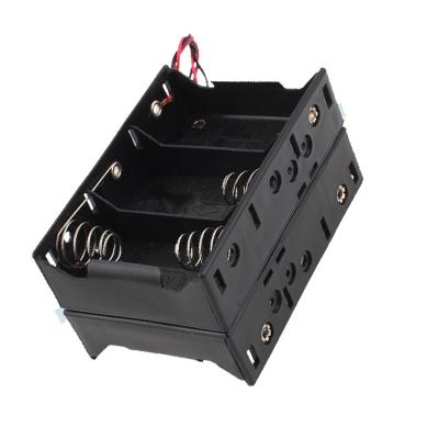 China Factory Safe Sale Square Black Battery Plastic Case Holder ABS 6*D Waterproof Battery Holder Box With Connecting Wire for sale