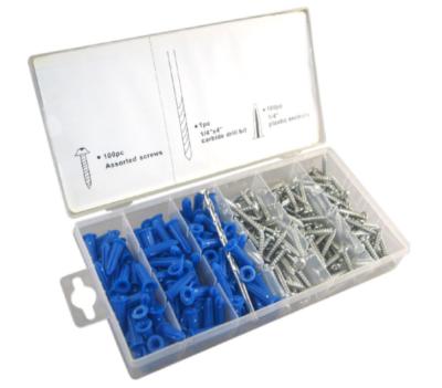 China Carbon Steel& 201PC Plastic Conical Plastic Anchor Kits Sets Wall Plug Screw Assortment for sale