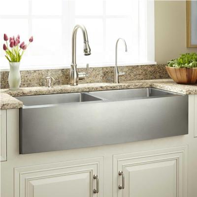 China Without Faucet Wholesale Kitchen Sink With Wash Drain Panel / Industrial Stainless Steel Double Sink for sale