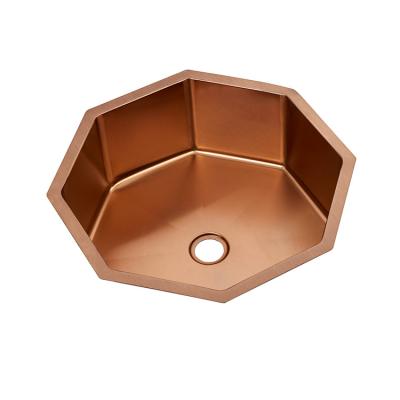 China New and Fancy Modern Design Mounted Fancy Gold Color Commercial 304 Stainless Steel Bathroom Sink for sale