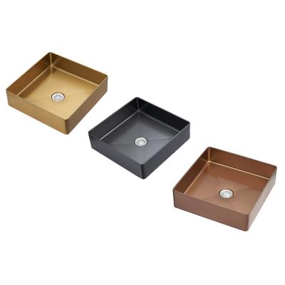 China Hot Selling Modern Fashion Three Different Colors Square Shape Bathroom Sinks for sale