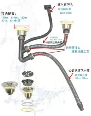 China Traditional Multiple Types 201 / 304 Stainless Steel Single / Double Waste Kitchen Sink Drainer for sale