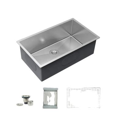 China Without Faucet Rectangular Shape Under Mount Single Bowl Handmade Stainless Steel Kitchen Sink for sale