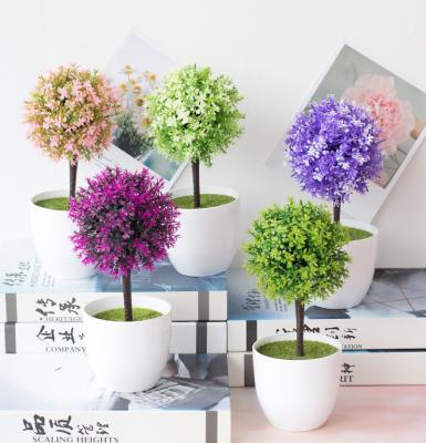 China Decorative Simulation Potted Indoor Artificial Plants Colored Grass For Decoration for sale