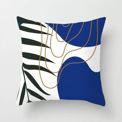 China Hotel Blue Series Abstract Cushion Cover Sofa Home Decorative Pillow Case 45x45cm for sale