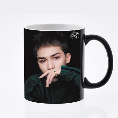 China Lower MOQ Eco-Friendly Personalized Custom Color Changing Mug With Heat Transfer Mug Activation Coffee Mug Magic Mug In Black For Women Men for sale