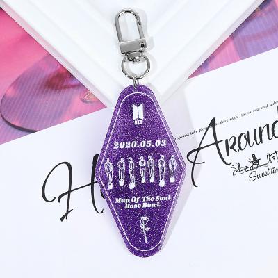 China Wholesale Custom Key Chain Logo Laser Cut Clear Glitter Charm Custom Acrylic Key Chain Manufacturer for sale