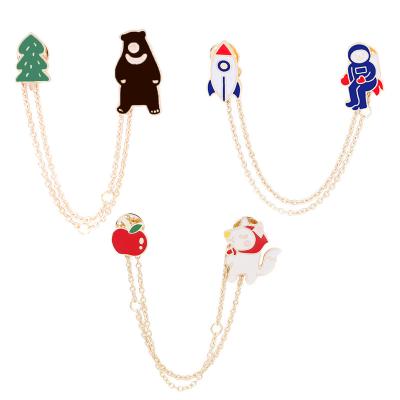 China Cute Animal Clothing Cartoon Bear Pilot Alloy Safety Pin Cartoon Metal Brooch For Jacket Accessories for sale