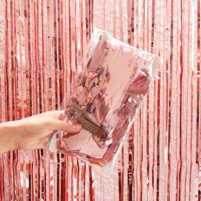 China Foil Color Foil Fringe Curtain Custom Backdrop For Party Wedding Decoration for sale