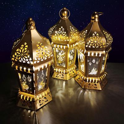 China Arabic light iron Ramadan festive lanterns and eid Mubarak for handicraft ornaments for sale