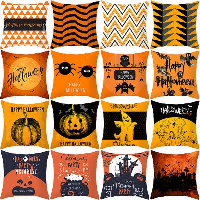 China Halloween Anti-Static Tile Covers Set 3.18 x 18 Inch Halloween Throw Pillow Case Natural Linen Cushion Cover for Sofa Bed and Sofa for sale