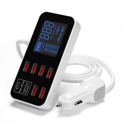 China Palladium LCD Display Lights Indicating Function Car Charger with 8 USB Ports 40W 8A Rated Power for Multiple Devices Fast Car Charger for sale