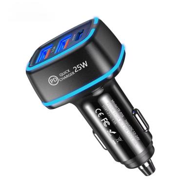 China Multi Port Fast Charger Car Charger, Tender Dual Qc3.0 + PD Car Charger, 43w White C Fast USB 3 Car Charger Dual Port for sale