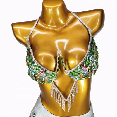 China Trinidad QUICK DRY Costume Beaded Jewel Carnival Yarn Bra for sale