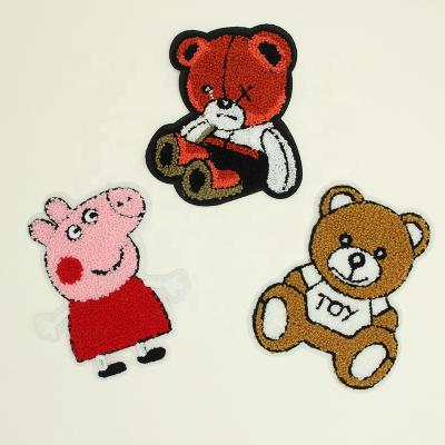 China Viable Wholesale Customizable Custom Iron On Embroidery Towel Bear Chenille Patch T-Shirt for sale