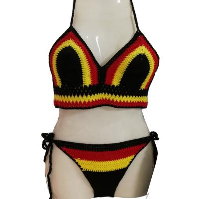 China Wholesale Anti-UV Halter Straps Lace Up Crochet Swimwear Two Piece Swimsuits For Women for sale