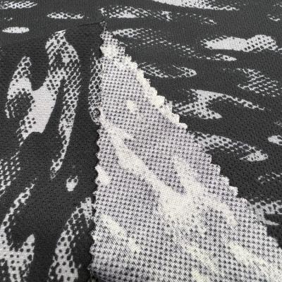 China Anti Static Modern Style Black Lightweight White Cloud Printing Polyester 100 Mesh Fabric For Coat for sale