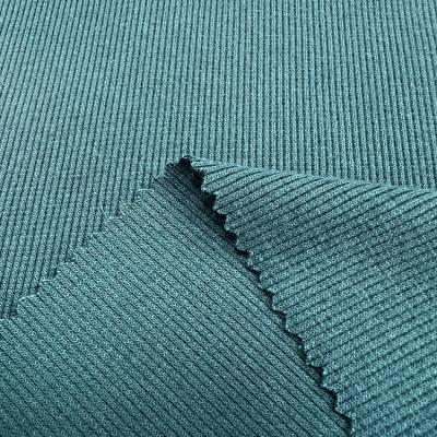 China Market Wholesale Antistatic Plain Dyed Polyester Stretch Grip Type Knit 2*2 Rib Fabric For Coat for sale