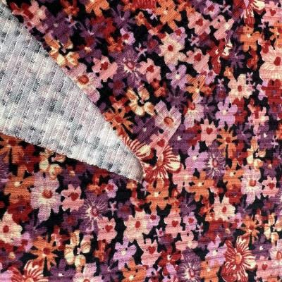 China Others customized lovely soft rayon little flower printed knit rib fabric for skirts for sale