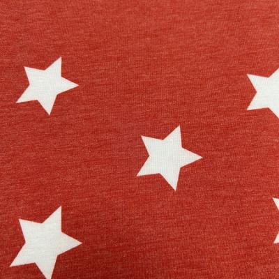 China 2022 hot sale anti-static polyester elastane red stars printed simple knitted tank top fabric for women skirts for sale