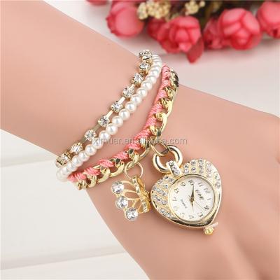 China Non-specific Braided Beautiful Pearl Fancy Bracelet Wrist Watch Wholesale for sale