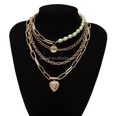 China FASHIONABLE hot sale last chain necklace layered necklace heart necklace for sale