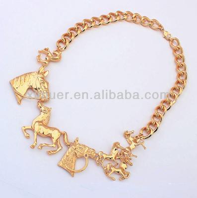 China Metal Collar Gold Horse Vintage Chunky Necklace for sale