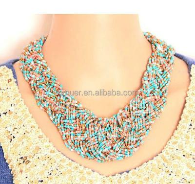 China Rice Bead Necklace Wholesale Handmade Jewelry Voluminous Rice Bead Necklace for sale