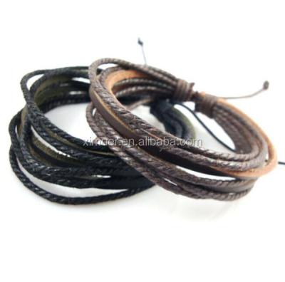 China Leather Bracelet Fashion Alli Express Cheapest Genuine Leather Bracelet Braided Bracelet Men for sale