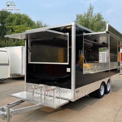 China JIEDI Square Food Trailer 5 Meter Big Square Food Trailer Truck 30ft Fast Food Snack Vending Trucks for sale