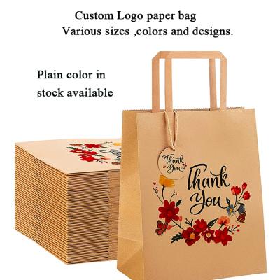 China Best Selling Flat Recyclable Customized Brown Kraft Paper Bags With Your Own Logo for sale