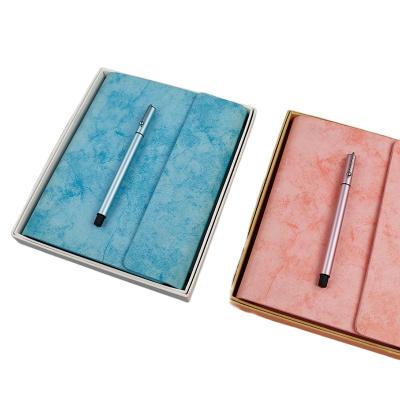 China Custom agenda and spiral pen 2022/hardcover book/elastic band/satin ribbon set gift notebook logo classic journals vintage markers for sale